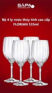 Bộ 4 ly rượu thủy tinh uống vang cao cấp Florian 533ml - Bormioli Rocco - Italy
