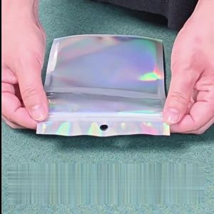 FR-C1104 Plastik Klip Hologram Flat Packaging Bungkus Makanan Bumbu Plastik / Ziplock Hologram Foil