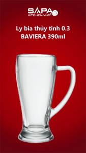 Bộ 6 Ly Bia Thủy Tinh Baviera 0.3 Bormioli Rocco 133430MI9021990 (390ml / Ly)