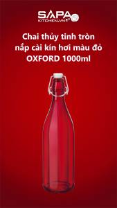 Chai Thủy Tinh Nắp Cài Kín Hơi Oxford Bormioli Rocco (đỏ) - 1 Lít