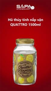 Hũ thủy tinh nắp vặn Quattro 1500ml - Bormioli Rocco - Italy