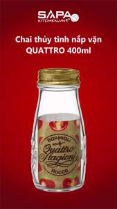 Chai thủy tinh nắp vặn Quattro 400ml - Bormioli Rocco - Italy