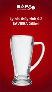 Bộ 6 Ly Bia Thủy Tinh Baviera 0.2 Bormioli Rocco 133420MT9021990 (268ml / Ly)