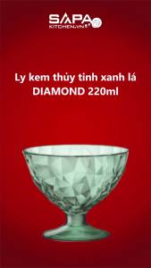 Bộ 12 Ly Kem Thủy Tinh Diamond Bormioli Rocco 302255M04321990 (220ml / Ly) - Xanh Lá