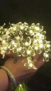 Solar cherry blossom string lights outdoor waterproof lights garden flower decorative lights Christmas tree decorativ