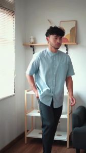 P&Z Kemeja Stripe Pria Shanghai Lengan Pendek