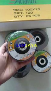 ATLANTIC brand Flap Disc #60 80 100 120# / Amplas Susun 10cm 4 inch diameter calcined sand