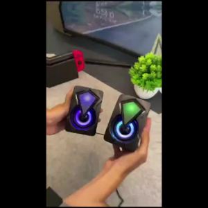 ACTUAL Gaming Speaker Laptop/Komputer Speaker Kabel Multimedia Desktop E-1046: Portable Active Speaker 2.0 untuk Komputer PC Laptop Colokan Aux 3.5mm LED RGB Light With Volume Control