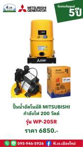 ปั๊มน้ำอัตโนมัติ MITSUBISHI รุ่น WP-205R กำลังไฟ 200 วัตต์ พีเจเมืองใหม่