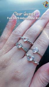 Collectors Grade Clear Quartz Full S925 Adjustable Ring