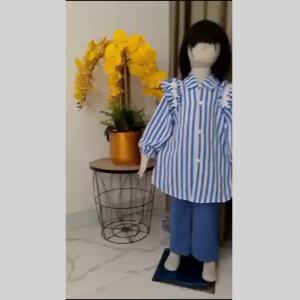 Setelan import anak perempuan motif salur model kekinian style anak korean usia 3 - 12 tahun setelan anak tangung celana cargo set anak oversize set tunik anak terbau dan termurah 2024 - COD