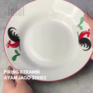 KOPIN Piring Makan Keramik Ayam Jago 23 cm isi 1