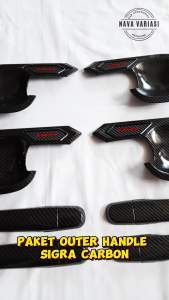 Paket Outer Cover Door Handle Pegangan Pintu Mobil Sigra 2016 - 2022 Carbon Glossy