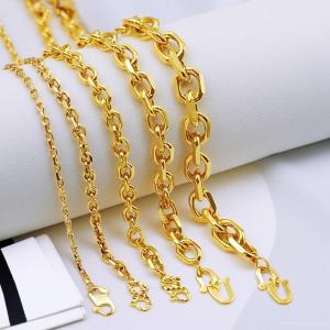[VJ]Cop916 Necklace "Hollow Anchor Link" W:0.2cm - 1.0cm/L:45cm - 80cm 999.9 Bangkok Gold Plated<Rantai Sauh Dewasa>