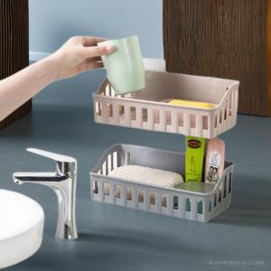 . kệ nhựa dán tường để đồ nhà tắm có lỗ thoát nước loại lớn Kệ Đa Năng Gắn Tường Phòng Tắm - Chất Liệu Nhựa Resin Thiết Kế Tiện Ích Phù Hợp Mọi Không Gian