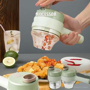 Food Chopper Protable Mixer Blender Quatre Kapsule 4 In 1 Alat Pemotong Sayuran Handheld Electric Vegetable Cutt