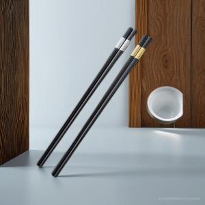 10 PASANG Sumpit Hitam Melamin Motif Elegan Premium Anti Lengket Tahan Panas Bakteri Chopsticks 24CM (20 batang)