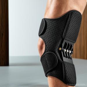 1 Pair Adjustable Knee Support Brace with Carbon Spring and Breathable Fabric for Pain Relief Black Knee Brace Support with 3 Carbon Steel Springs Adjustable Sports Knee Compression Sleeve for Running Gym Walking