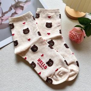 [Ready Stock]  1 Pair TopKualiti Stokin Comel Animal Cartoon Socks Women Cute Bear Stocking Stokin Bear Cute Stoking