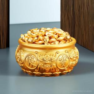 Bát Báu bát Phúc size mini 4 cm kèm 100 thỏi vàng trang trí Tết bát tụ bảo để bàn thờ bàn làm việc phong thủy chiêu tài lộc bát tụ bảo phong thủy