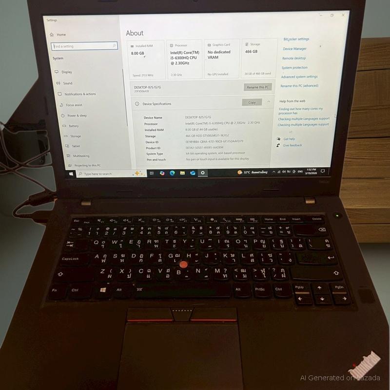 Notebook มือสอง, แล็ปท๊อบมือสอง, Notebook Lenovo T460P, โน๊ตบุ๊คการ์ดจอแยก มือสอง (ผ่านการใช้งานแล้วตามสภาพ)