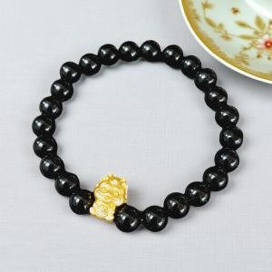 BSLS Dragon Alloy Charm with Black Onyx 8mm Bracelet for Men Sizes 14cm 16cm 18cm 20cm