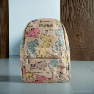 Cute Canvas Backpack for Women | Cat Print Mini School Bag | Casual Travel Backpack