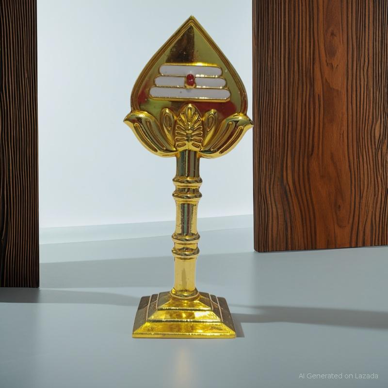 Divine Gold-Finish Murugan Vel with Thiruneer Symbol - Lord Kartikeyas Sacred Spear for Pooja & Protection