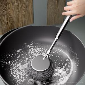 Cọ Chà Nồi Bằng Thép Không Gỉ 304 Cây Cọ Xoong Nồi Có Tay Cầm Kéo Dài Đa Năng Tiện Lợi