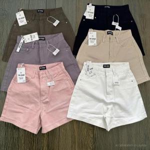 quần short nữ đóng nút túi trước kaki lật lai trơn đơn giản smlxl đen trắng hồng