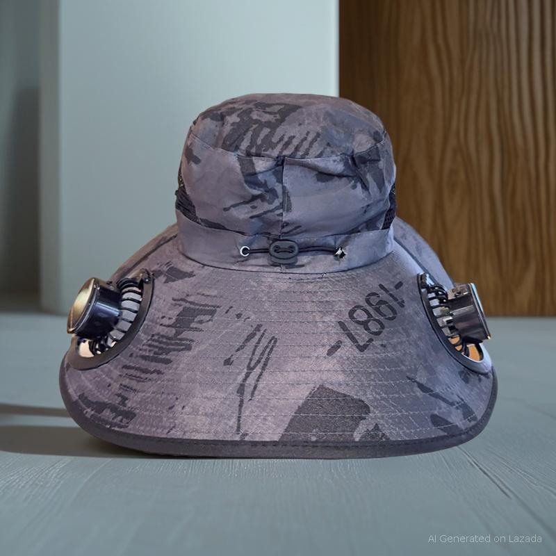Solar Powered Fan Hat for Men for Summer, Hiking, Fishing, Uv Protection. Extra Wide Brim Sun Hat ราคา  269 บาท*ส่งฟรี