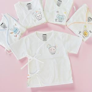 Áo Sơ Sinh Cotton Cột Dây Trắng Tay Ngắn CUNCON - Chất vải cotton 100% mềm mại thoáng mát
