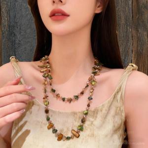 VÒNG CỔ DÂY CHUYỀN CHUỖI HẠT NGŨ SẮC DÀI PHONG CÁCH BOHEMIAN TẶNG HỘP ĐỰNG
