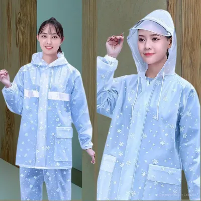 Bộ áo mưa nam nữ hoa tuyết nhựa dẻo trong suốt - áo mưa hình bông tuyết dành cho nam nữ