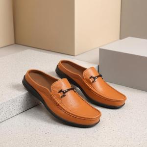 sepatu sandal slop pria kulit sapi asli tutong bustong pria terbaru warna tan dan hitam