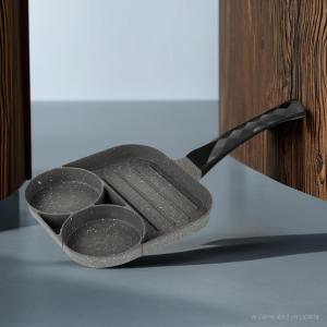 Chảo chiên trứng 2 ngăn chảo rán 3 ngăn tiện dụng đa năng chiên trứng xúc xích thịt chống dính chảo vuông chiên trứng 3 ngăn