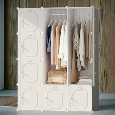 12 Cube Wardrobe Portable Interlocking Plastic Modular Closet Organiser Cabinet Door Magnet With Door Magnet and Assembly Hamer