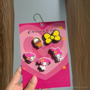 SET 5 Charm Gắn Dép Đáng Yêu – Nơ Hồng Giỏ Hoa Thú Tai Dài - SET 50