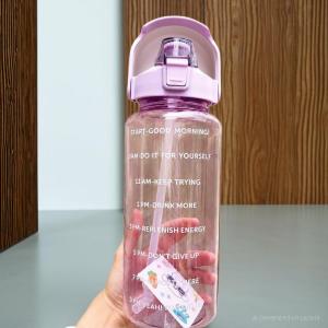 Bình Nước Motivational 2000ml Có Ống Hút – Bình Nước Tritan Chống Rò Rỉ Bình Nước Pastel Đi Học Đi Làm Tập Gym