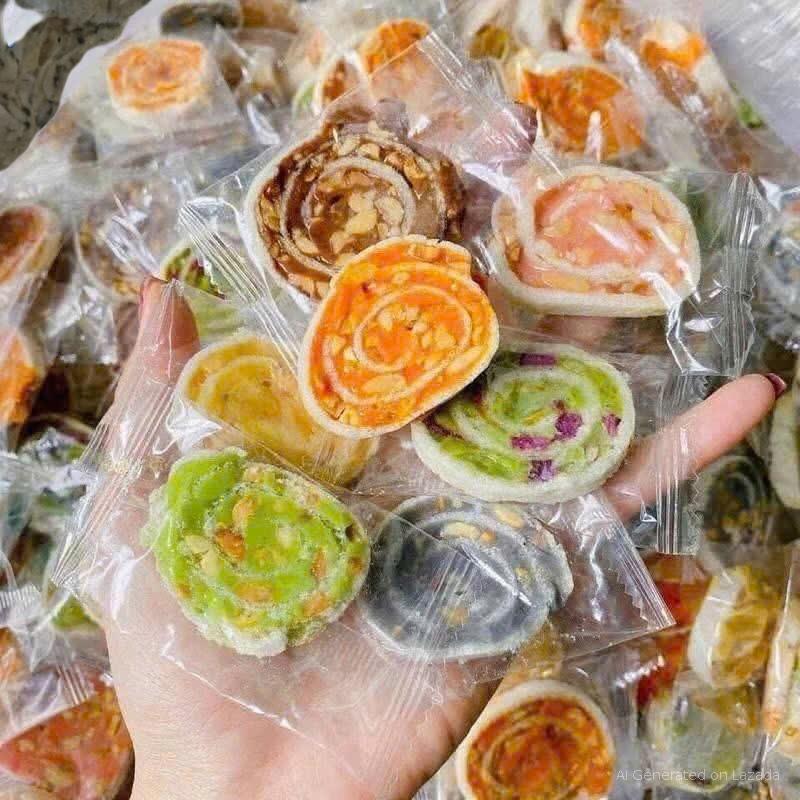 Kẹo Dừa Mix vị cuộn đậu phộng thơm ngon đặc sản Bến Tre