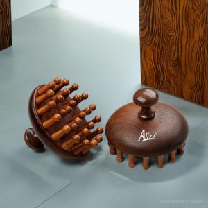 Lược gỗ đàn hương vàng nâu chính hãng Alizz massage đầu đả thông kinh lạc xả stress giúp ngủ ngon lược mát xa đầu bằng gỗ lược chải massage da đầu