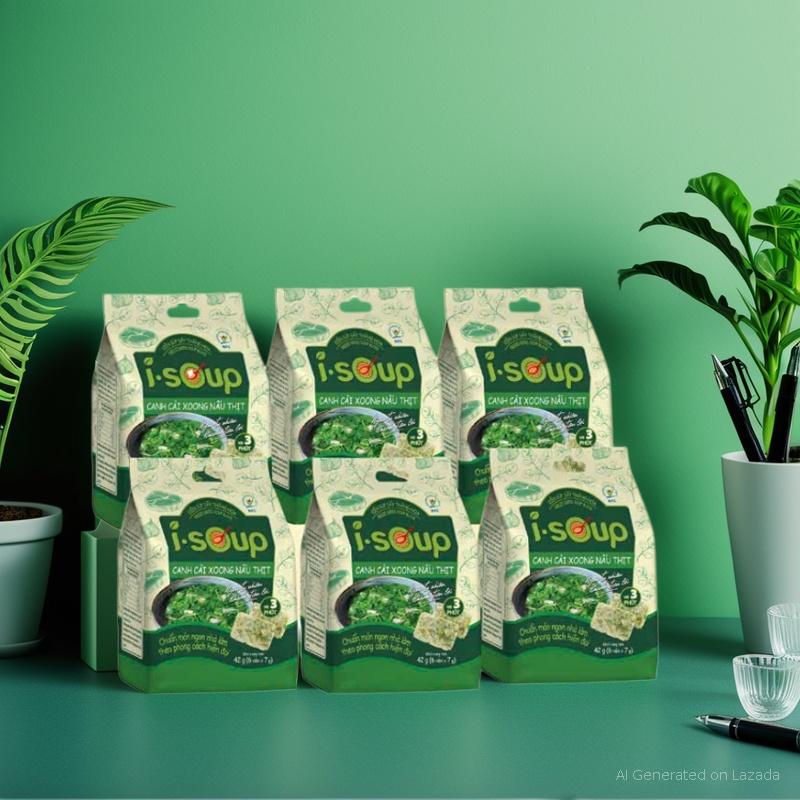 COMBO 6 TÚI CANH CẢI XOONGT NẤU THỊT ISOUP, SẤY THĂNG HOA