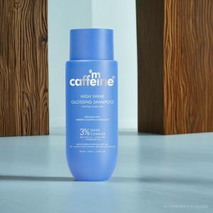 mCaffeine High Shine Glossy Hair Shampoo For Dull Dry & Frizzy Hair | 3% Shine Complex - With Glycolic Acid & Hyaluronic Acid | 48 Hr Frizz Control | Fresh Floral Fragrance | 250ml