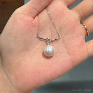 Infinity Knot Pearl Necklace - 11-12mm with High Luster