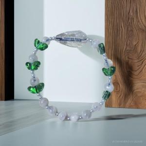 light green prasiolite and white moonstone crystal bracelet