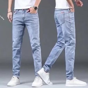 LIIEN NOOS | Quần Jeans Nam Mỏng Hợp Thân Co Dãn Màu Sáng Cho Mùa Hè