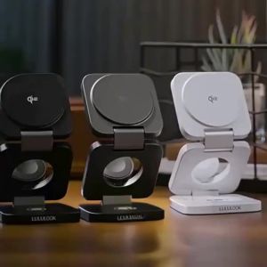 LULULOOK | Fast Charging Wireless Charger with Magnetic Magsafe and Foldable Stand for iPhone 17/16 Earphones and Apple Watch