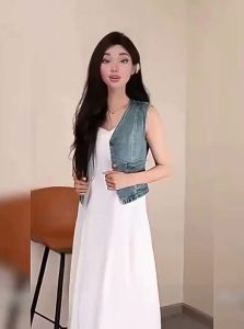 LIANGYILAILIN | Retro Casual Short Denim Vest V-Neck