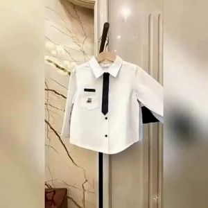 Boys Shirt Campus Style Loose Collar Bear Pattern