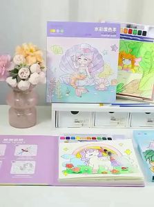 XUEDELE | Childrens Portable Coloring Book with Built-in Paint